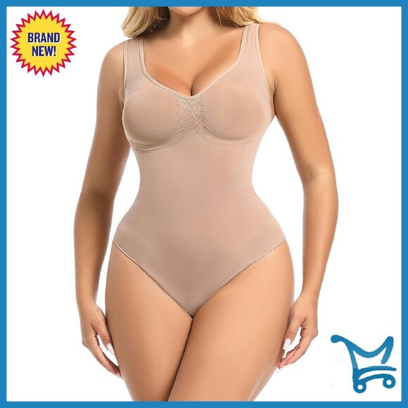 Full Body Shapewear Bodysuit Tummy Control Scoop Neck Thong Back